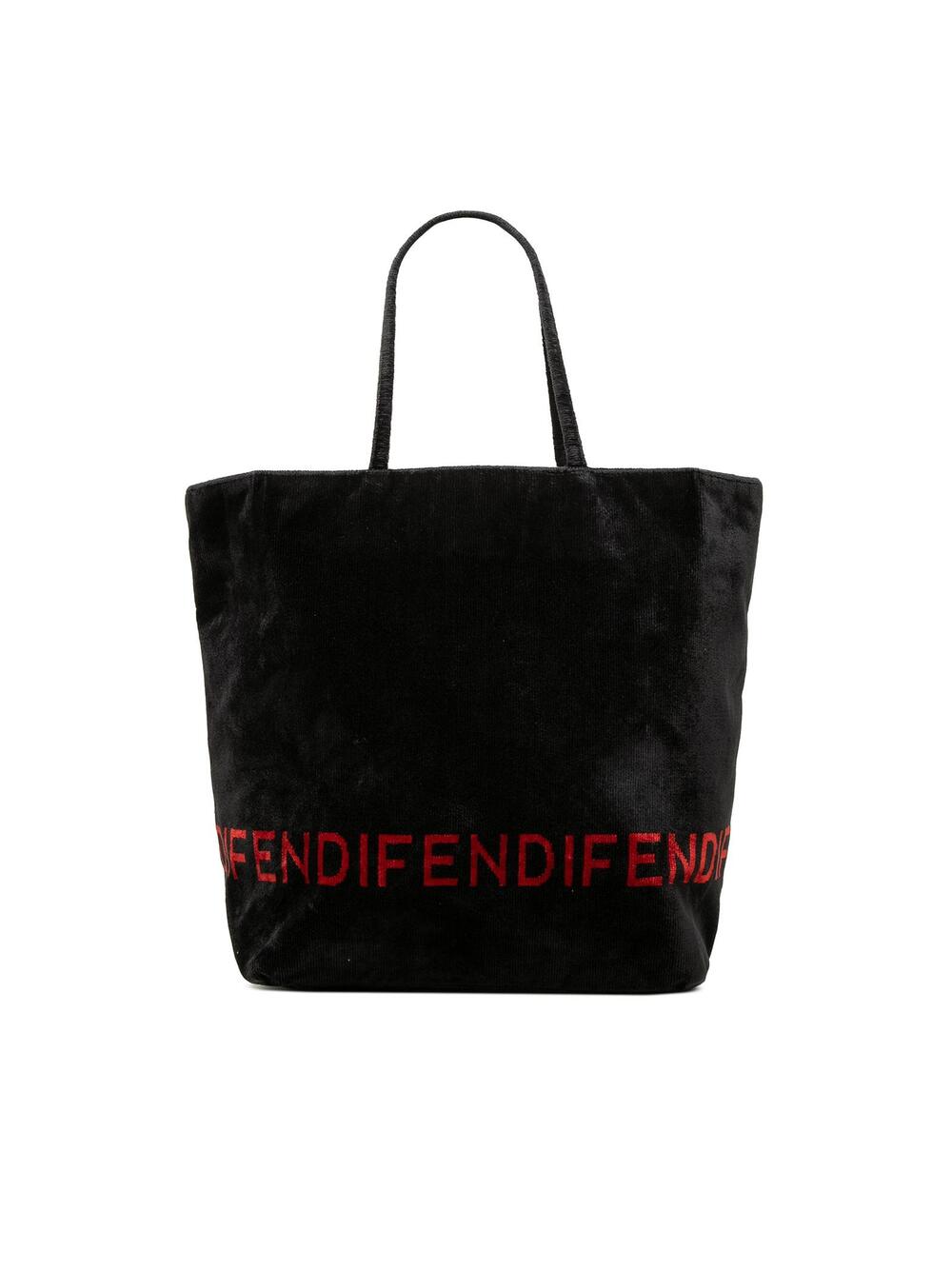Fendi Velour Logo Tote Pre-Loved Black #361068F36B